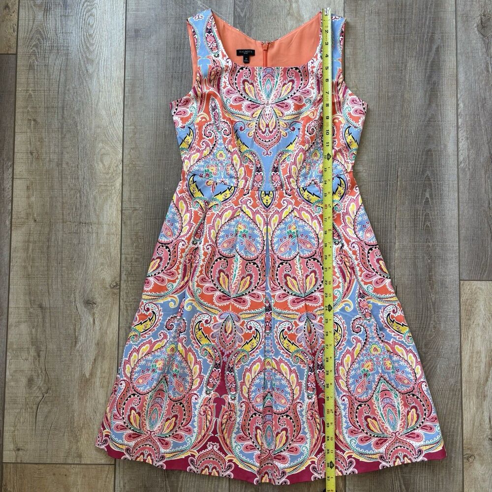 Boho Paisley Women Dress Size 2P Resort Vacation Artsy Preppy Retro Mod Colorful - Picture 15 of 16